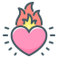 heart on fire icon for enhanced intimacy from massage